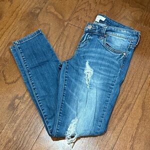 Sun & Shadow Blue Distressed Skinny Jeans